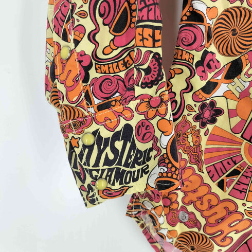 ヒステリックグラマー HYSTERIC GLAMOUR スナップボタン ロゴ総柄L/Sシャツ y2k レディース 140