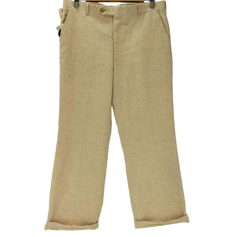Richman BROTHERS 50-60S リネン ウール カスリ ネップ ヘリンボーン ワイド スラックス パンツ 裾ダブル SCOVIL ジップ vintage ヴィンテージ メンズ