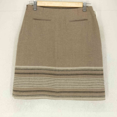 エトロ ETRO MADE IN ITALY ラムレザー切替 ボーダー タイトスカート レディース 42