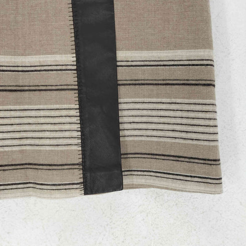 エトロ ETRO MADE IN ITALY ラムレザー切替 ボーダー タイトスカート レディース 42