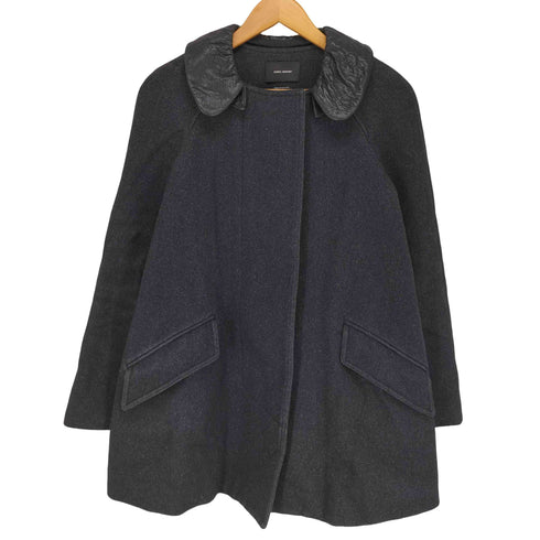 イザベルマラン ISABEL MARANT 襟レザー切替 丸襟 ハーフコート レディース 34