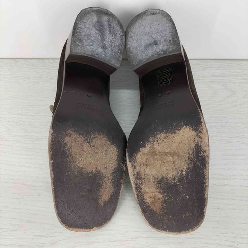 グッチ GUCCI スクエアトゥ スウェード ホースビット ローファー レディース 38