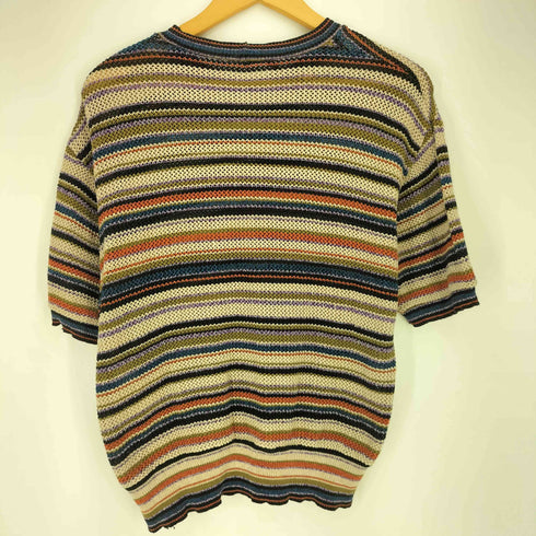 ミッソーニウオモ MISSONI UOMO 90S イタリア製 ストライプ マルチカラー S/S ニット セーター レディース