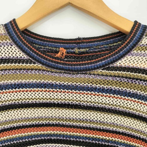 ミッソーニウオモ MISSONI UOMO 90S イタリア製 ストライプ マルチカラー S/S ニット セーター レディース