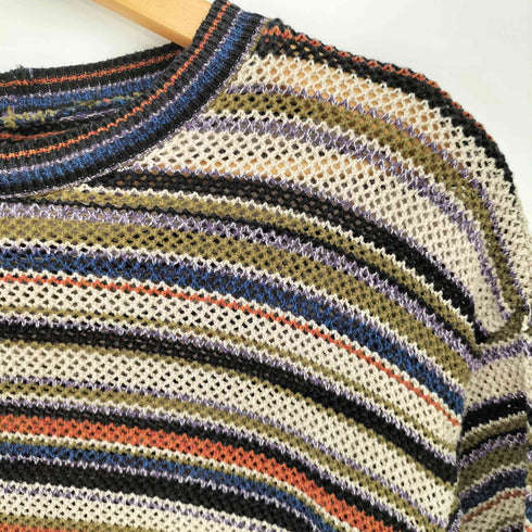 ミッソーニウオモ MISSONI UOMO 90S イタリア製 ストライプ マルチカラー S/S ニット セーター レディース