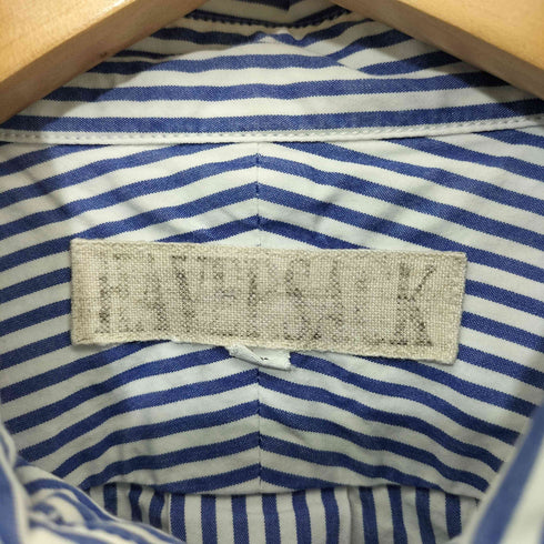 ハバーサック HAVERSACK 丸襟 ラウンドカラー マチ付 ストライプ柄 コットン L/S シャツ メンズ JPN:L