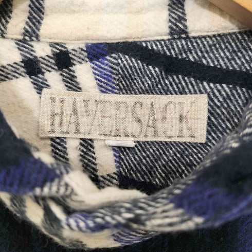 ハバーサック HAVERSACK 丸襟 ラウンドカラー マチ付 チェック柄 コットン L/S シャツ メンズ JPN:L