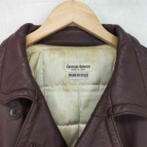 ジョルジオアルマーニ Giorgio Armani 80S-90S イタリア製 裏地キルティング カウレザー ブルゾン archive メンズ
