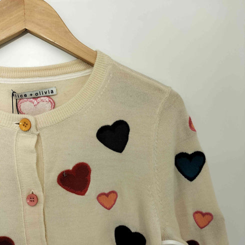 アリスオリビア alice + olivia ハート刺繍 ウールカーディガン レディース