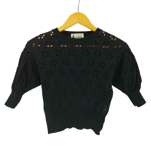 ルールロジェット leur logette 透かし編み レース フラワー パンチング S/S パフスリーブ サマー ニット 半袖 トップス レディース JPN:1