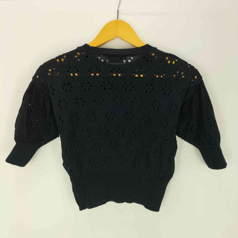 ルールロジェット leur logette 透かし編み レース フラワー パンチング S/S パフスリーブ サマー ニット 半袖 トップス レディース JPN:1