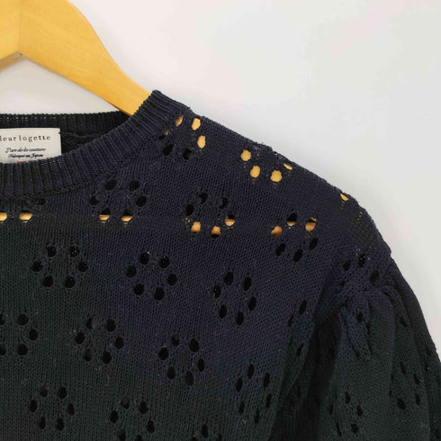 ルールロジェット leur logette 透かし編み レース フラワー パンチング S/S パフスリーブ サマー ニット 半袖 トップス レディース JPN:1