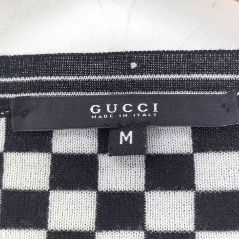 グッチ GUCCI Vネック ブロックチェック 市松模様 ニット 裾ロゴ archive メンズ JPN:M