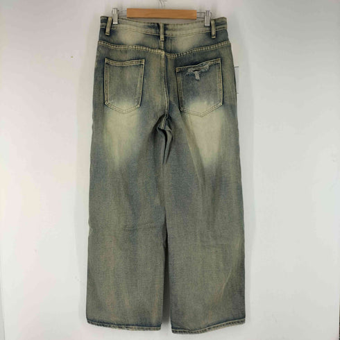 クラッシュ加工 ワイド デニムパンツ レディース JPN:M