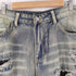 クラッシュ加工 ワイド デニムパンツ レディース JPN:M