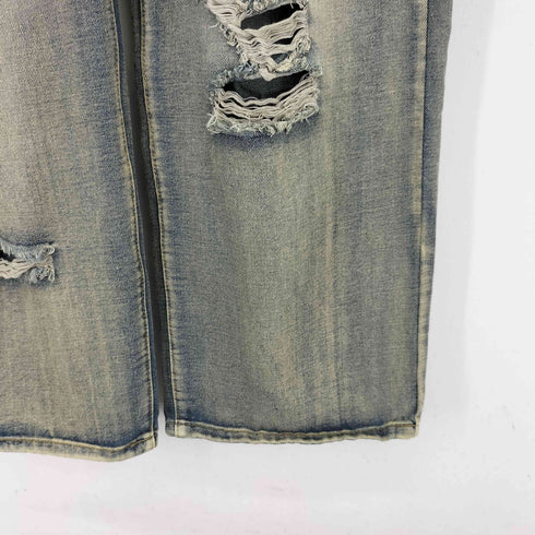 クラッシュ加工 ワイド デニムパンツ レディース JPN:M