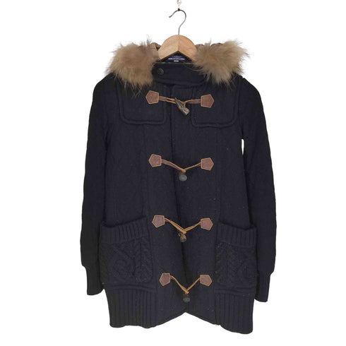 バーバリーブルーレーベル BURBERRY BLUE LABEL 裏地ノバチェック ファー付き ダッフルコート レディース 38