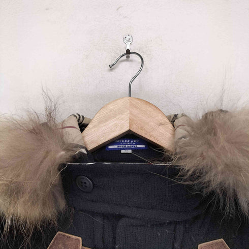 バーバリーブルーレーベル BURBERRY BLUE LABEL 裏地ノバチェック ファー付き ダッフルコート レディース 38