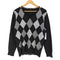 バーバリーブラックレーベル BURBERRY BLACK LABEL アーガイル Vネック ニット ホースロゴ刺しゅう メンズ JPN:2