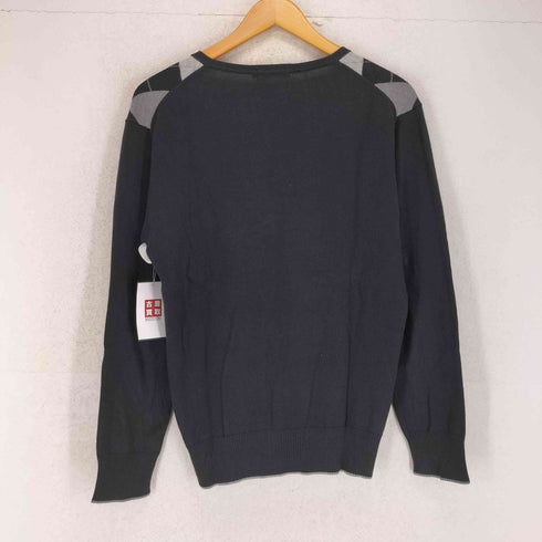 バーバリーブラックレーベル BURBERRY BLACK LABEL アーガイル Vネック ニット ホースロゴ刺しゅう メンズ JPN:2