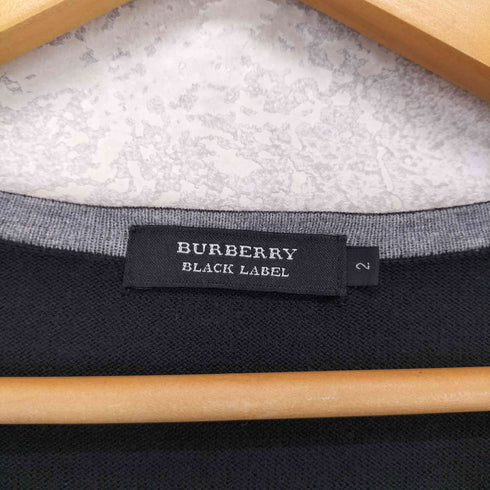 バーバリーブラックレーベル BURBERRY BLACK LABEL アーガイル Vネック ニット ホースロゴ刺しゅう メンズ JPN:2