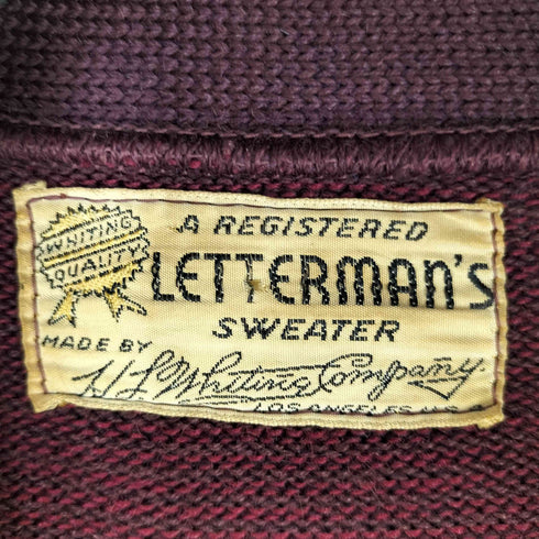 LETTERMAN'S SWEATER 50s USA製 レタードカーディガン メンズ