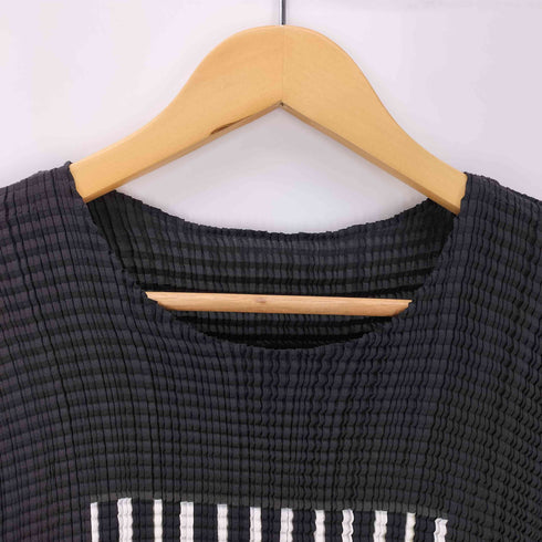 イッセイミヤケ ISSEY MIYAKE PLEATS(T) 00S 09AW ギャザー プリーツ S/S 半袖 トップス レディース JPN:M
