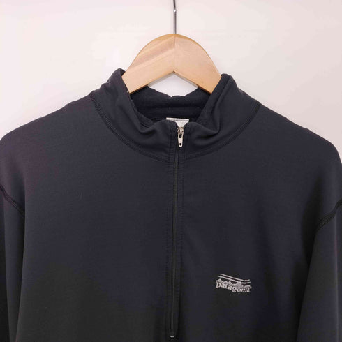 パタゴニア patagonia 90-00s USA製 ロゴ刺繍 ハーフジップ プルオーバートップス メンズ import:M