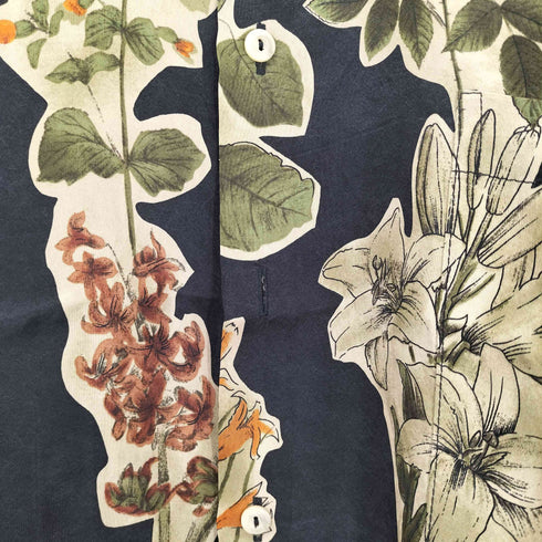 BURMA BIBAS silk100% 総柄ボックスシャツ メンズ L