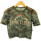 バンドプリント シアー クルーネック半袖Tシャツ レディース UK:10