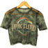バンドプリント シアー クルーネック半袖Tシャツ レディース UK:10