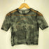 バンドプリント シアー クルーネック半袖Tシャツ レディース UK:10