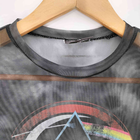バンドプリント シアー クルーネック半袖Tシャツ レディース UK:10