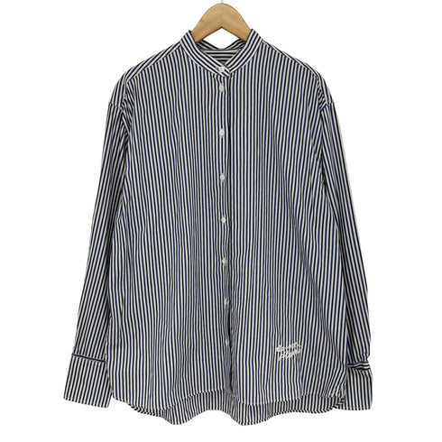メゾンキツネ MAISON KITSUNE OVERSIZE SHIRT IN STRIPED COTTON WITH LOGO HANDWRITING EMBROIDERY スタンドカラーシャツ レディース JPN:M