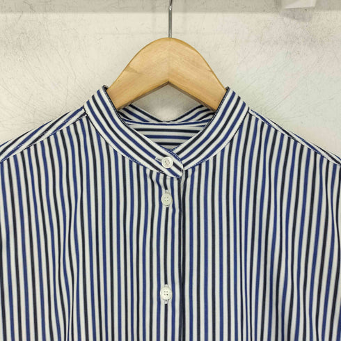 メゾンキツネ MAISON KITSUNE OVERSIZE SHIRT IN STRIPED COTTON WITH LOGO HANDWRITING EMBROIDERY スタンドカラーシャツ レディース JPN:M