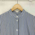メゾンキツネ MAISON KITSUNE OVERSIZE SHIRT IN STRIPED COTTON WITH LOGO HANDWRITING EMBROIDERY スタンドカラーシャツ レディース JPN:M