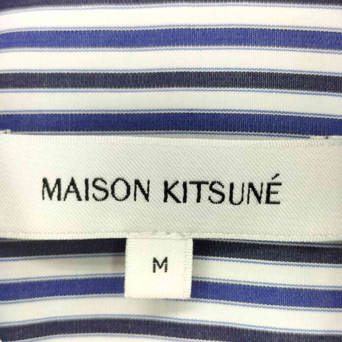 メゾンキツネ MAISON KITSUNE OVERSIZE SHIRT IN STRIPED COTTON WITH LOGO HANDWRITING EMBROIDERY スタンドカラーシャツ レディース JPN:M