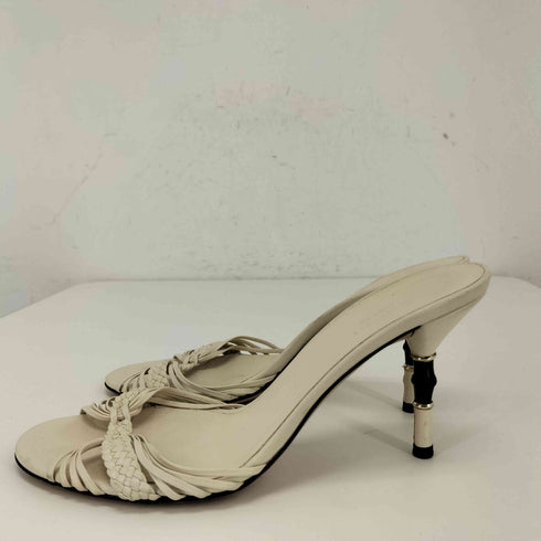 グッチ GUCCI ハイヒールレースミュール バンブーヒール レディース 36 1/2