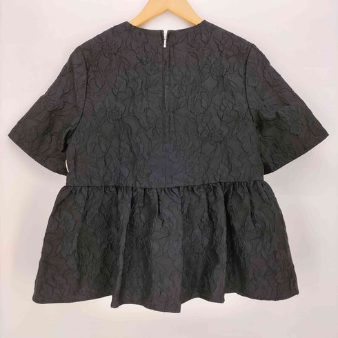 ナチュラルビューティーベーシック NATURAL BEAUTY BASIC ジャガードペプラムブラウス レディース M