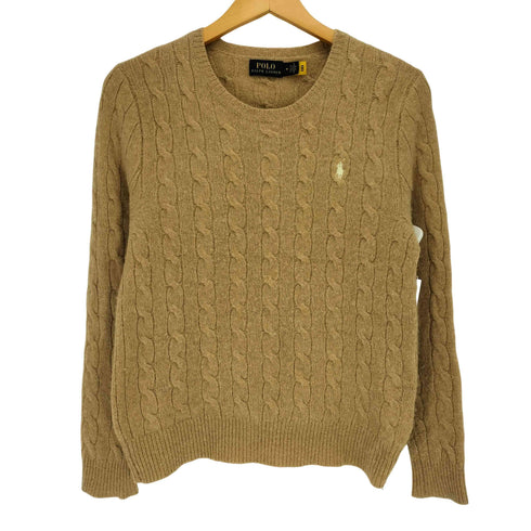 ポロラルフローレン POLO RALPH LAUREN スモールポニー刺繍 ケーブル編み ウールカシミヤ クルーネックニット ネーター レディース import:M