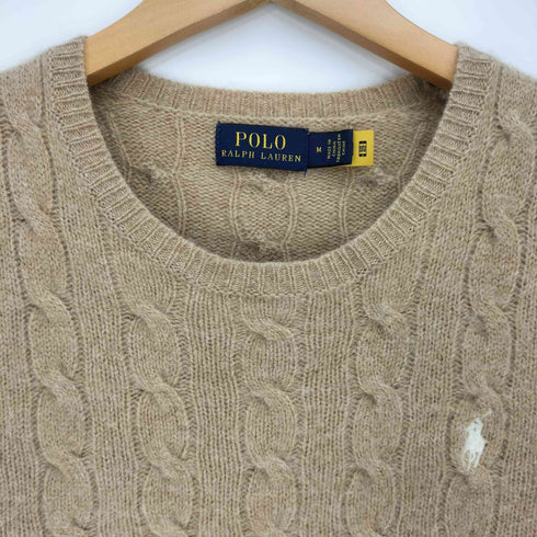 ポロラルフローレン POLO RALPH LAUREN スモールポニー刺繍 ケーブル編み ウールカシミヤ クルーネックニット ネーター レディース import:M