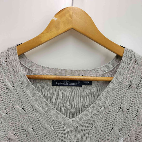ポロバイラルフローレン Polo by RALPH LAUREN ポニー刺繍 シルク100 ケーブル Vネック ニット メンズ import:S