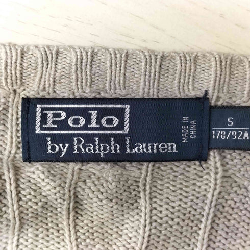 ポロバイラルフローレン Polo by RALPH LAUREN ポニー刺繍 シルク100 ケーブル Vネック ニット メンズ import:S