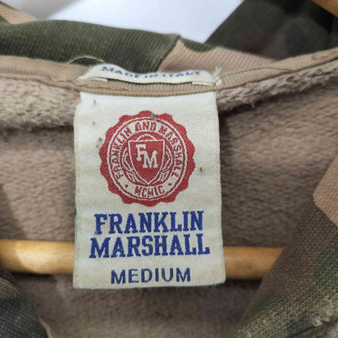 フランクリンマーシャル FRANKLIN&MARSHALL ダメージ加工 ロゴプリント カモ柄 ジップアップパーカー メンズ import:M