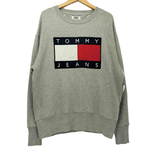 トミーヒルフィガージーンズ TOMMY HILFIGER JEANS フロントロゴ刺繍 クルーネック スウェット メンズ import:L