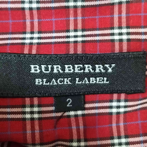 バーバリーブラックレーベル BURBERRY BLACK LABEL ワンポイント 刺繍 チェック L/S シャツ メンズ 2