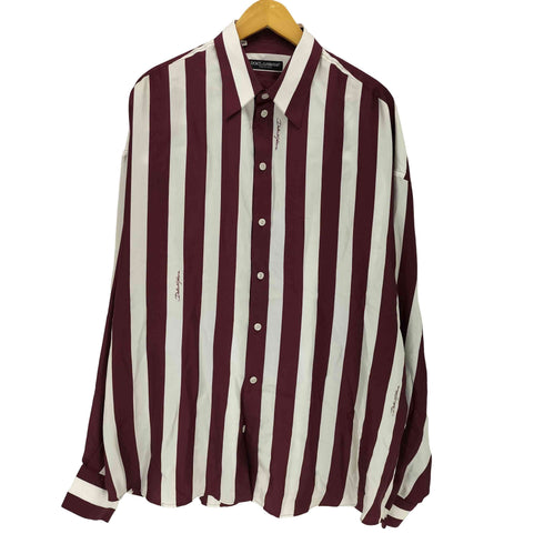 ドルチェアンドガッバーナ DOLCE&GABBANA 26SS ストライプ シルクツイル シャツ メンズ 40