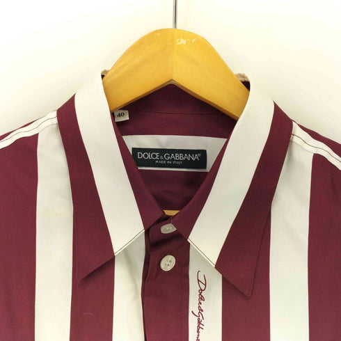 ドルチェアンドガッバーナ DOLCE&GABBANA 26SS ストライプ シルクツイル シャツ メンズ 40