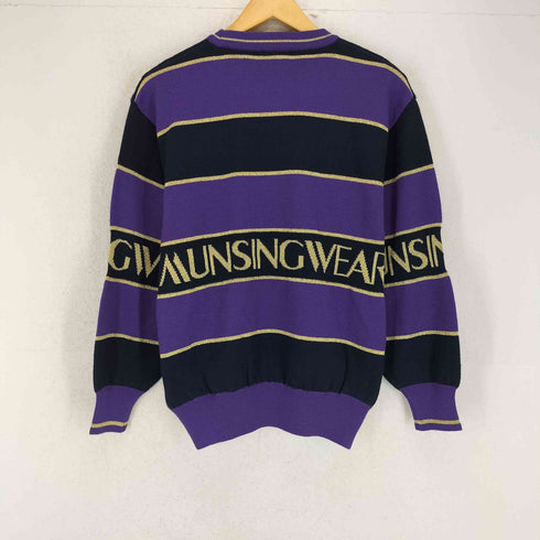 マンシングウェア GRANDSLAM MUNSINGWEAR ボーダー柄ロゴプリントクルーネックニット メンズ M
