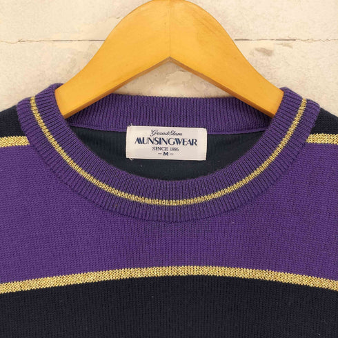マンシングウェア GRANDSLAM MUNSINGWEAR ボーダー柄ロゴプリントクルーネックニット メンズ M
